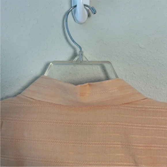 Tommy Bahama Men’s Large Striped Light Orange Linen Blend Button Up Shirt - Picture 12 of 14